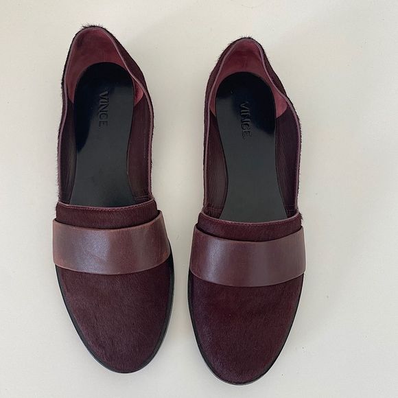 VINCE Mason (Maxon) Maroon Calf Hair Flats - Picture 1 of 16
